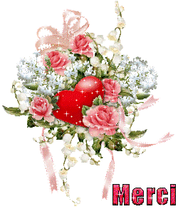 Gif animé merci rose et coeur